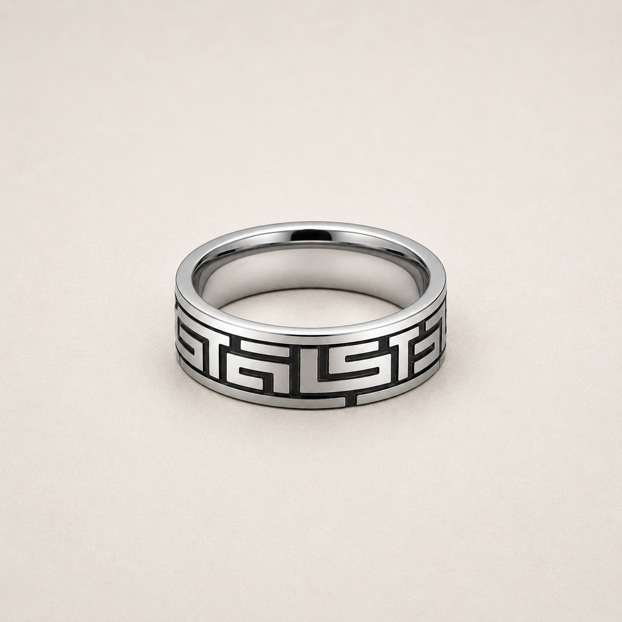 Men's silver stainless steel woven ring with brushed finish by Aurevik